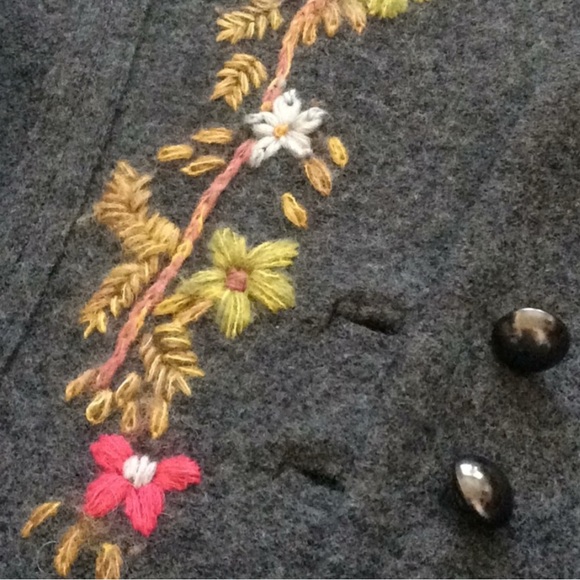 Rare! Anthropologie Cynthia Embroidered Wool Sweater Coat Jacket - Picture 4 of 7